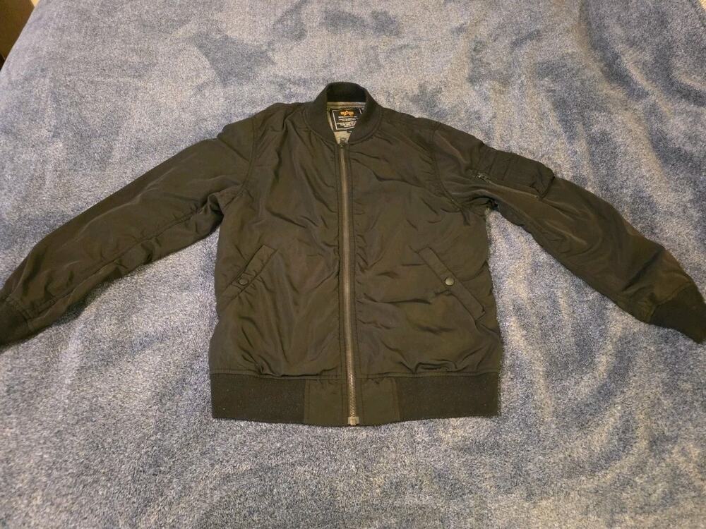 Alpha Industries Men Jacket MA-1 Flight Jacket Navy Black Sz L See Measurements